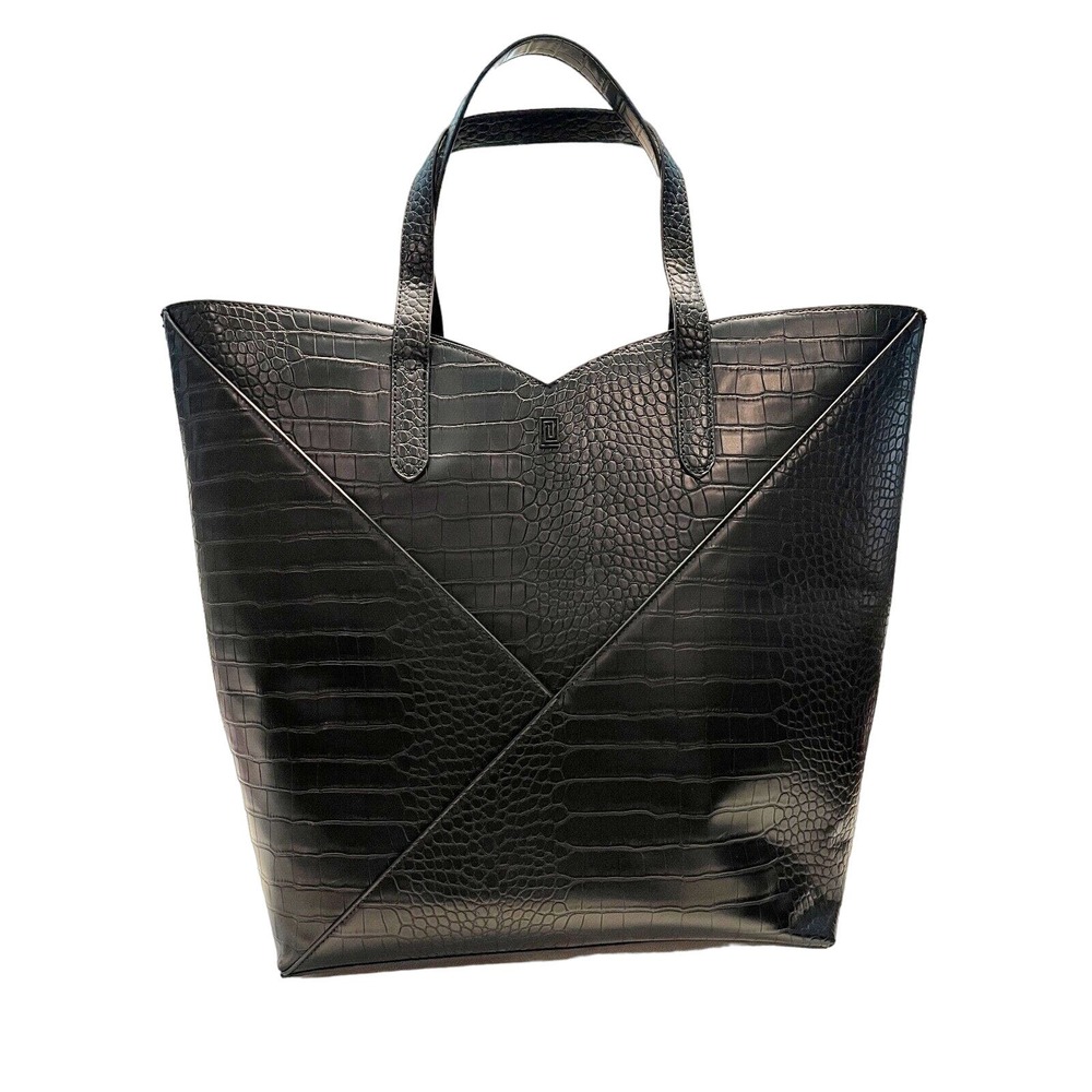 NOTIQ MASQ Black Croco Luxe Vegan Structure Tote - Work Tote / Tall Size